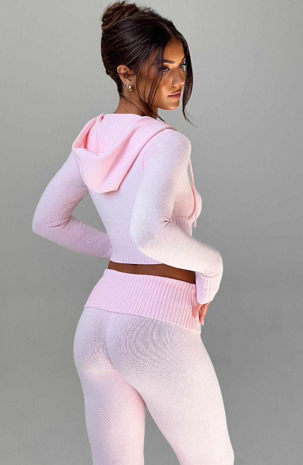 Portia Knit Hoodie - Pink - Image 3