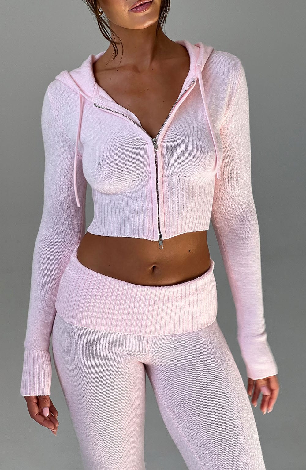 Portia Knit Hoodie - Pink - Image 6