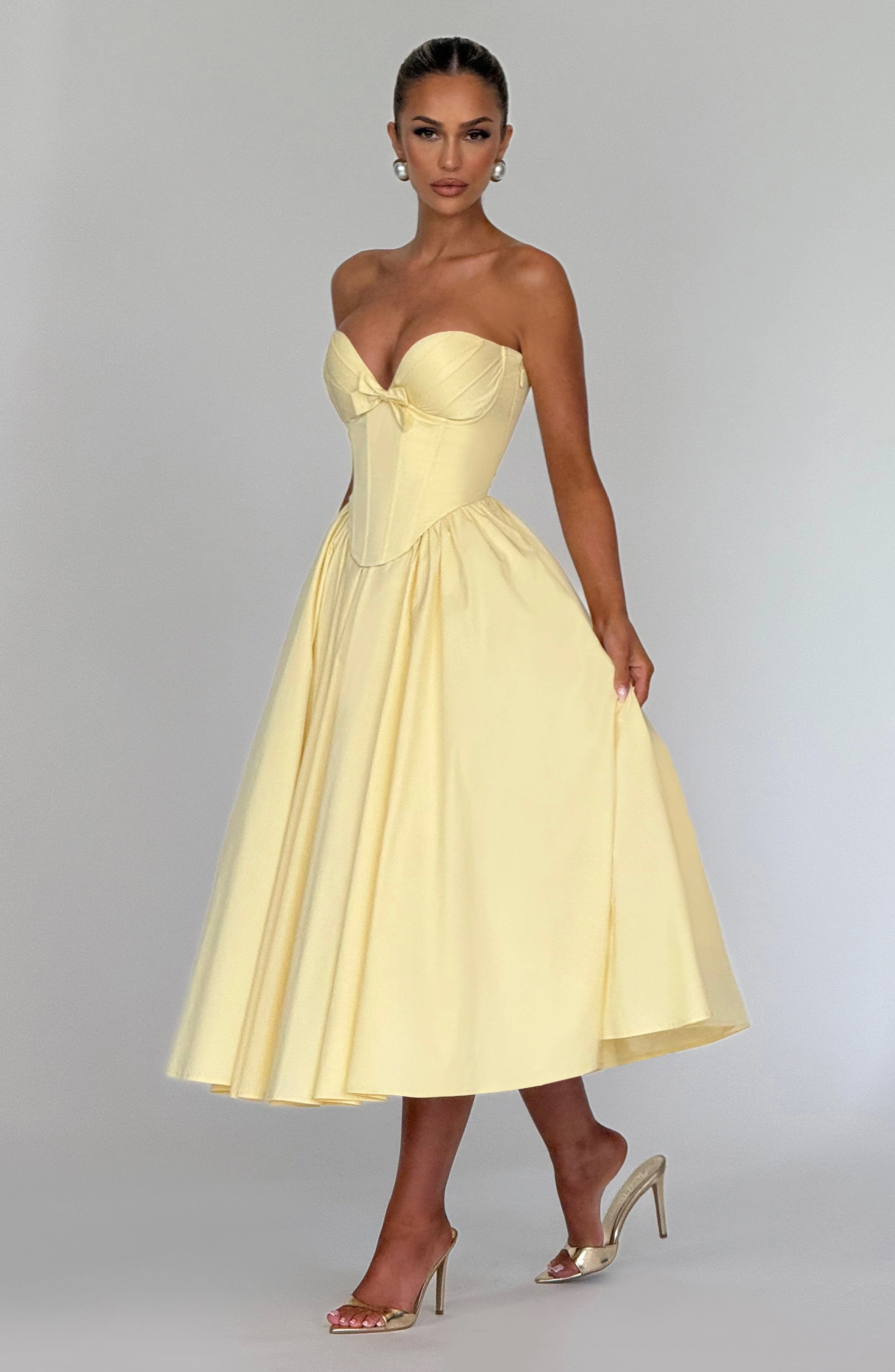 Prim Midi Dress - Lemon - Image 2