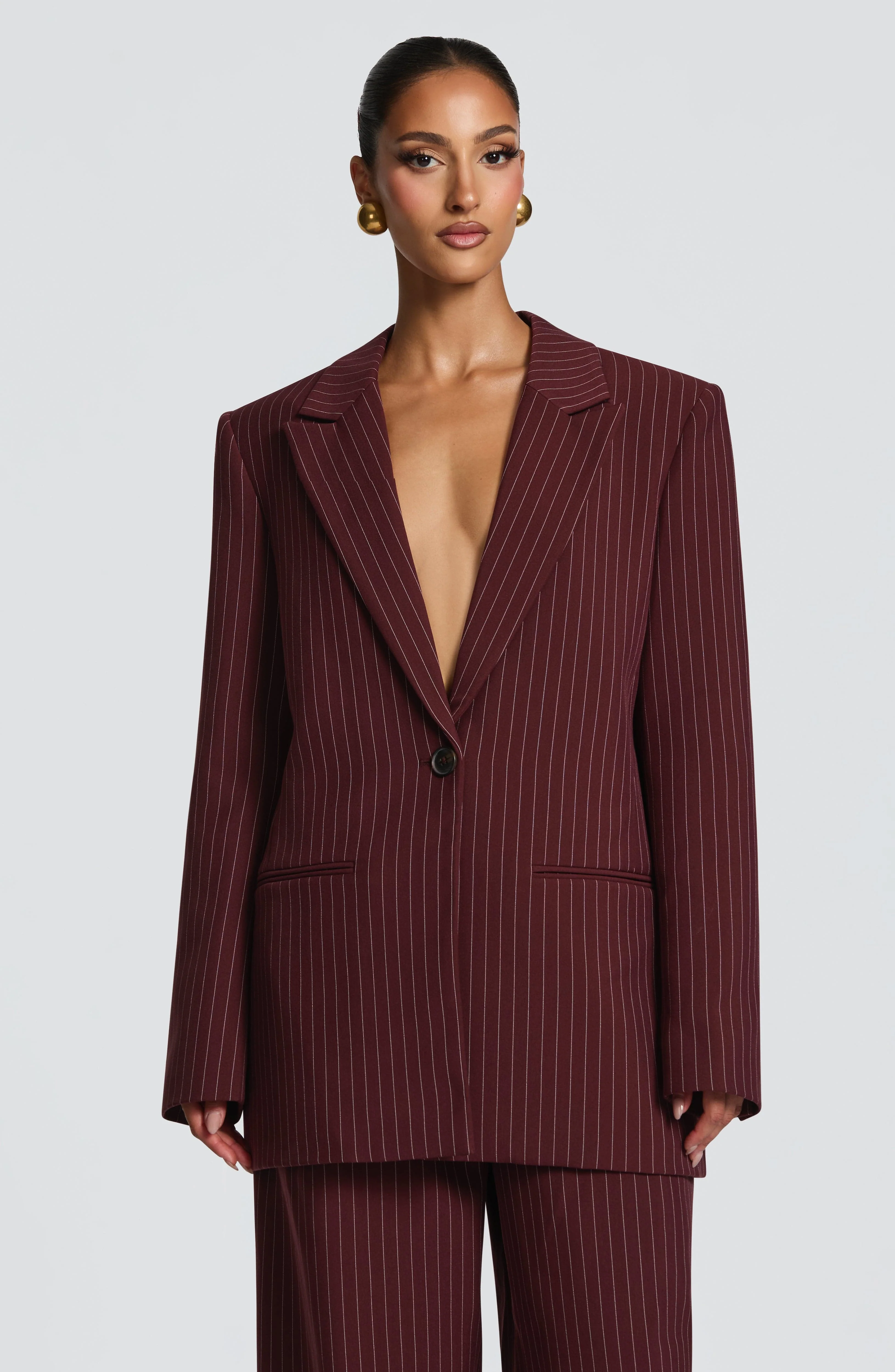 Reece Blazer - Burgundy Pinstripe - Image 5