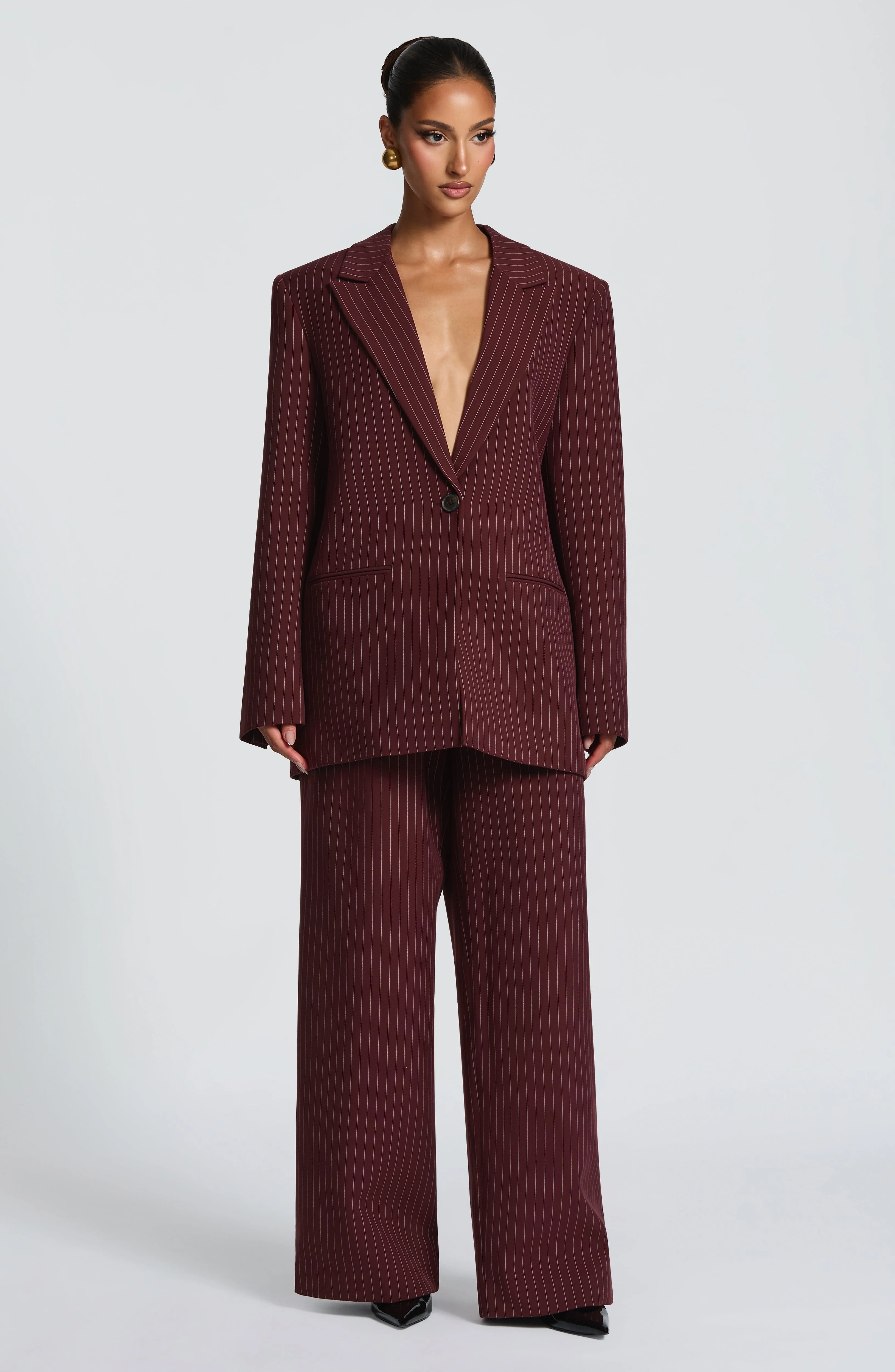 Reece Blazer - Burgundy Pinstripe - Image 8
