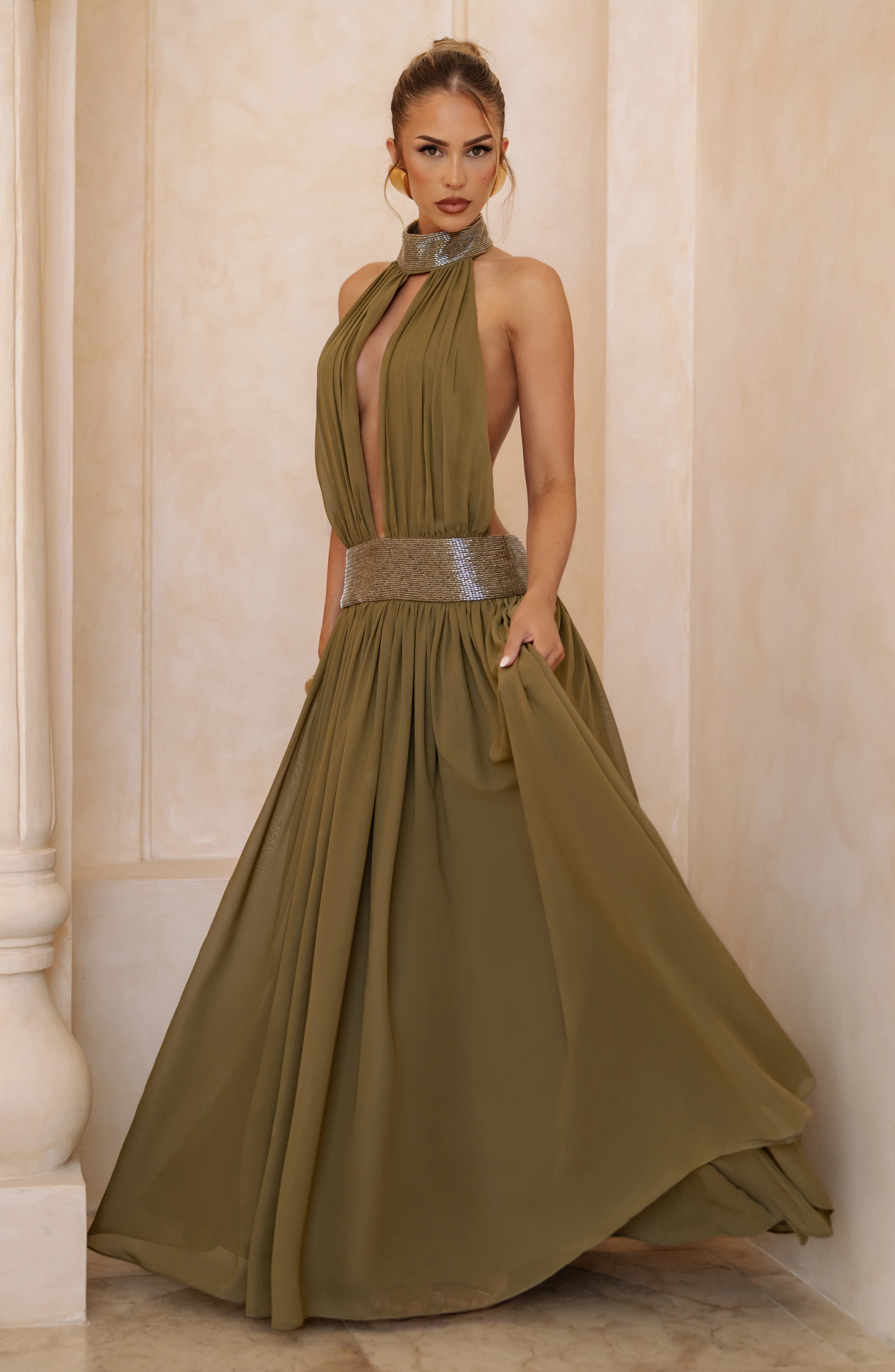 Rosalina Maxi Dress - Deep Olive - Image 2