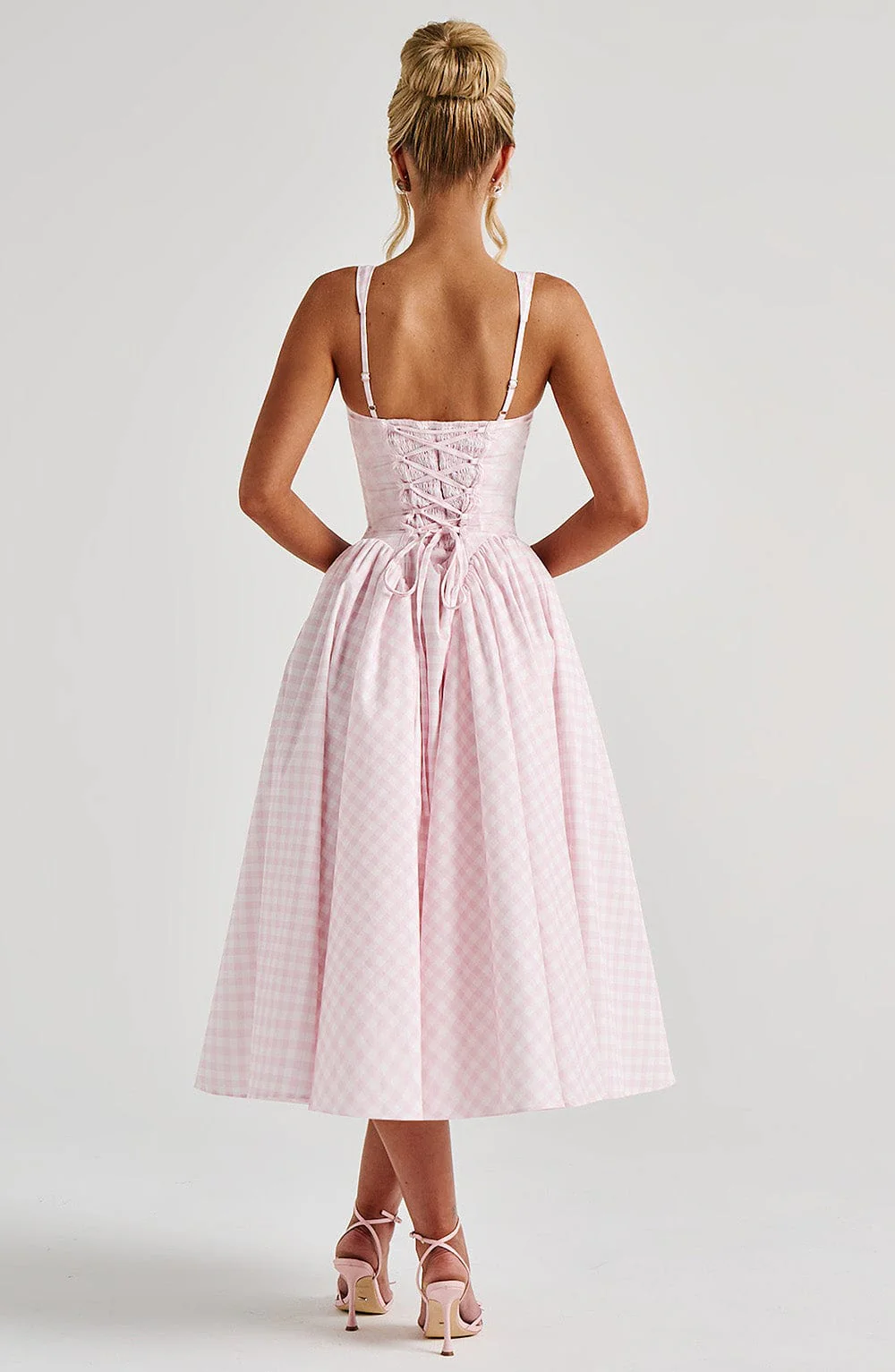 Sherrie Midi Dress - Blush Gingham - Image 2