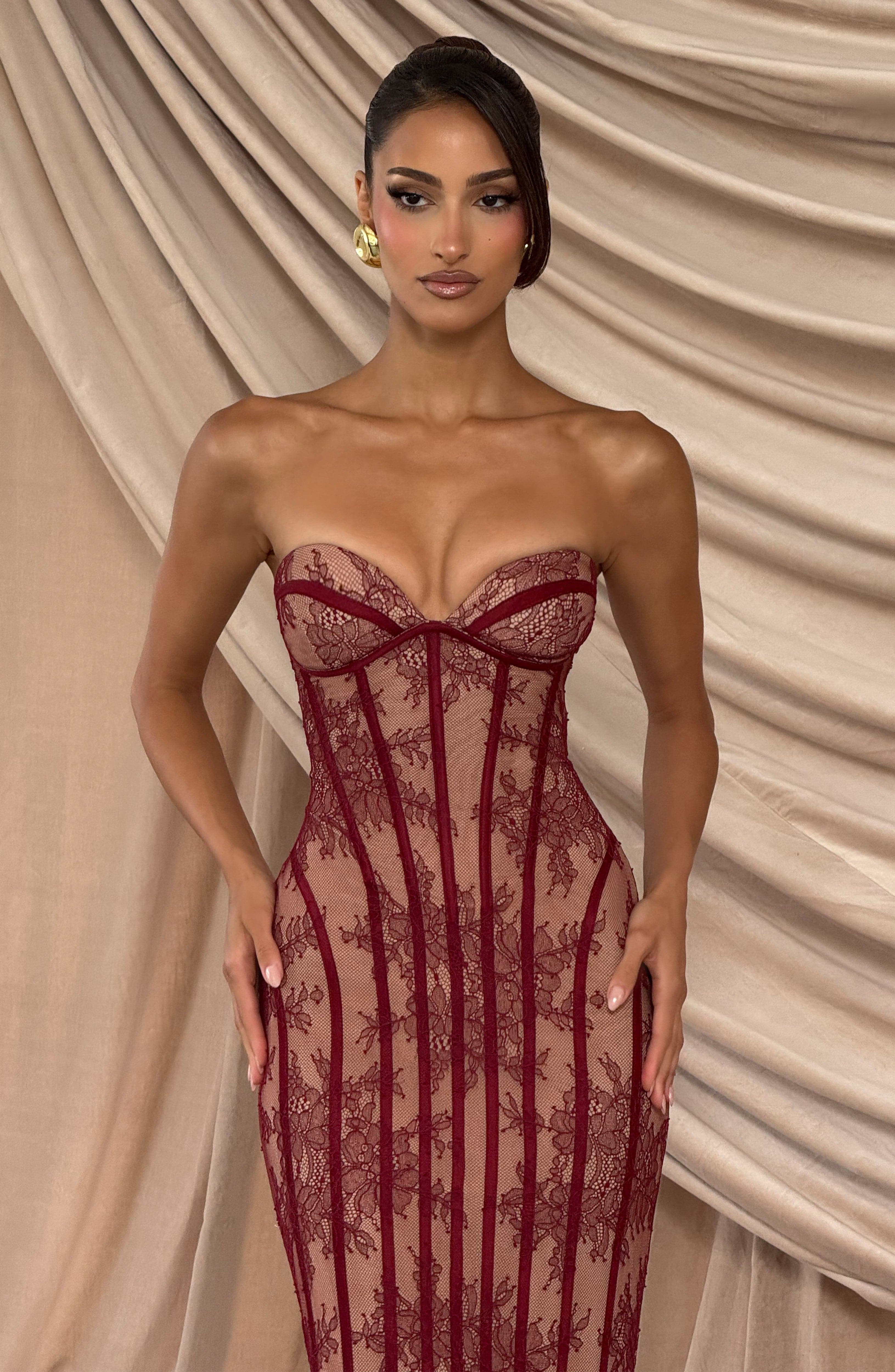 Sian Maxi Dress - Burgundy - Image 10