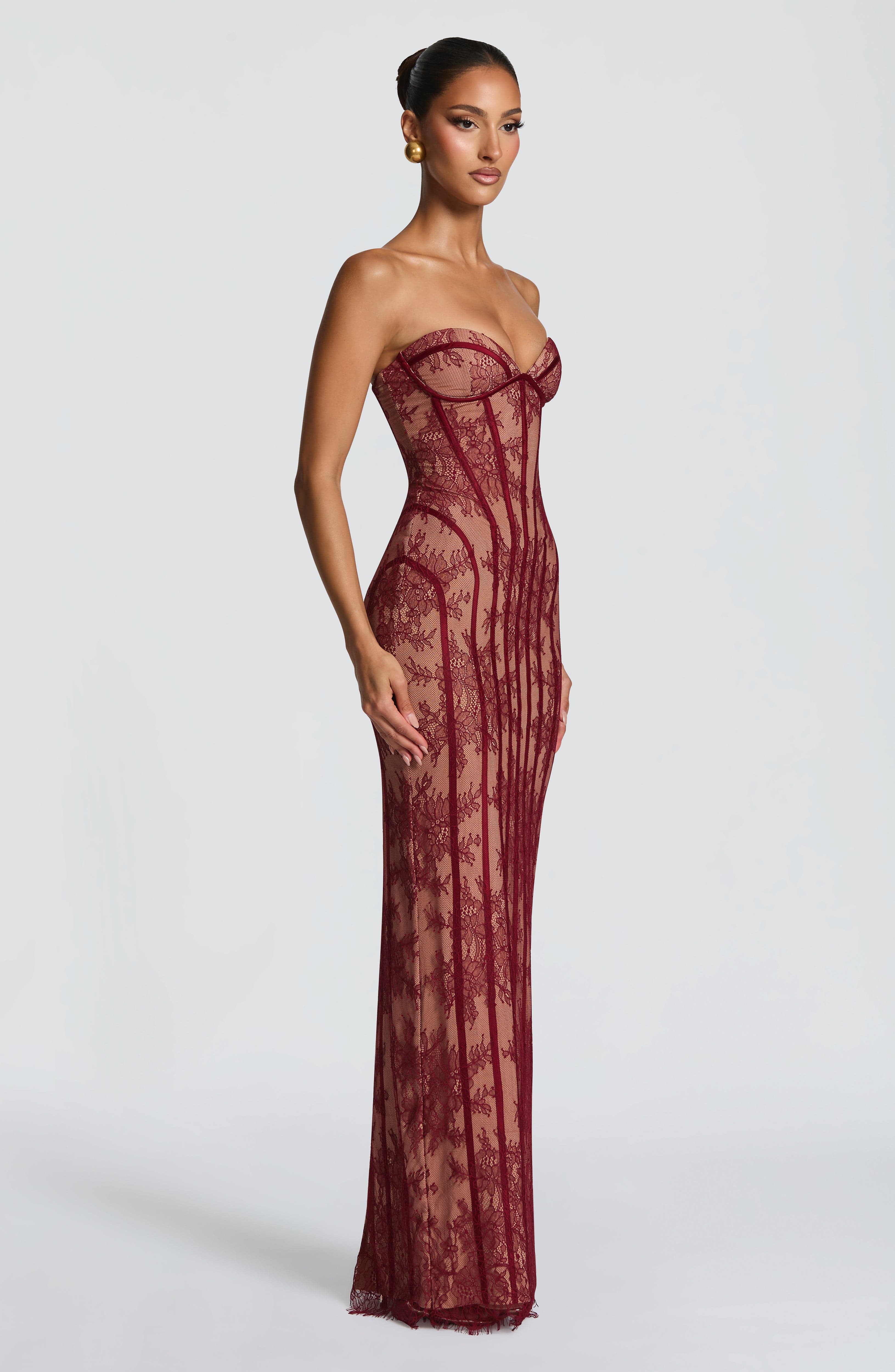 Sian Maxi Dress - Burgundy - Image 13