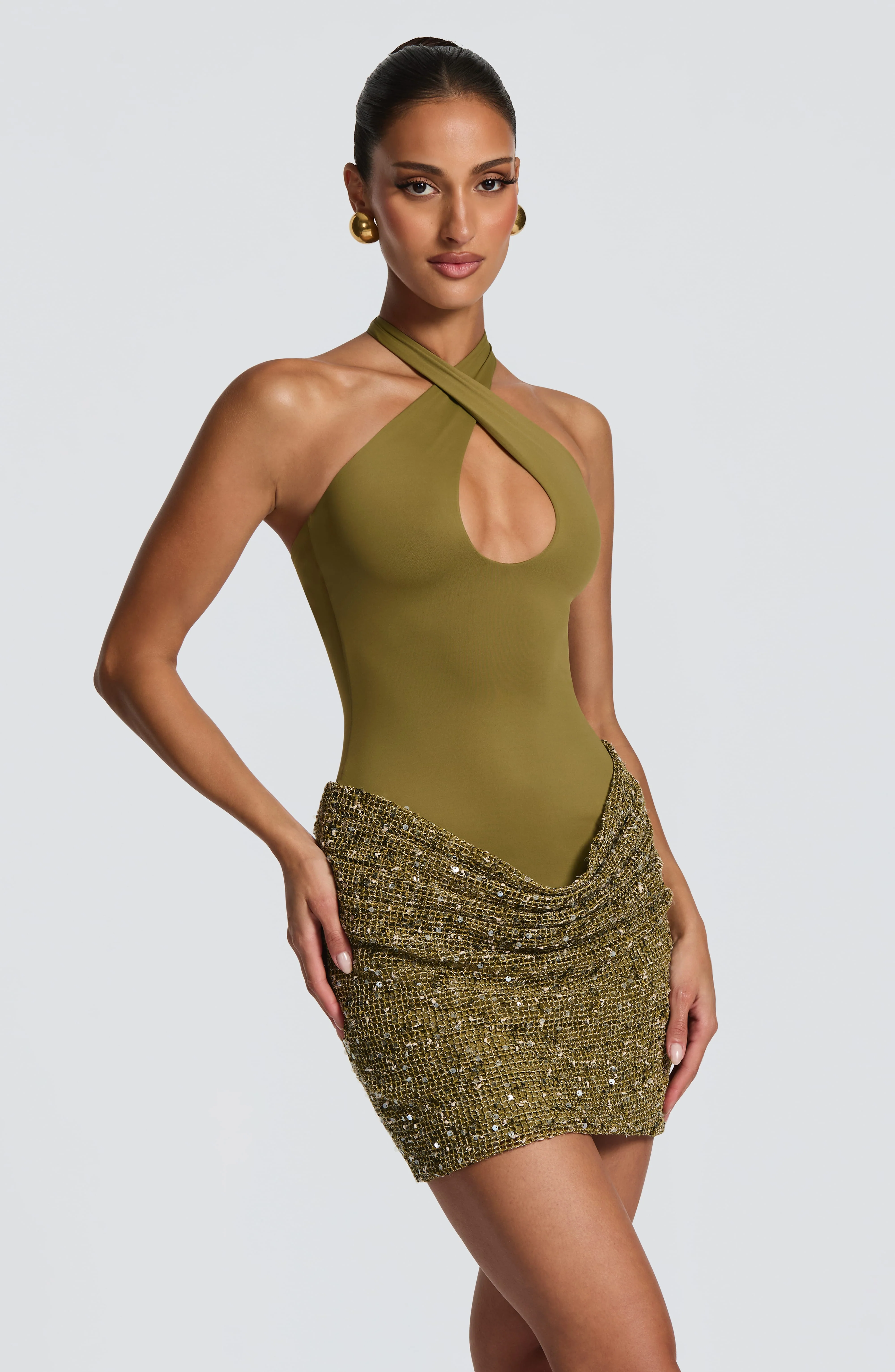 Solea Mini Dress - Deep Olive - Image 3