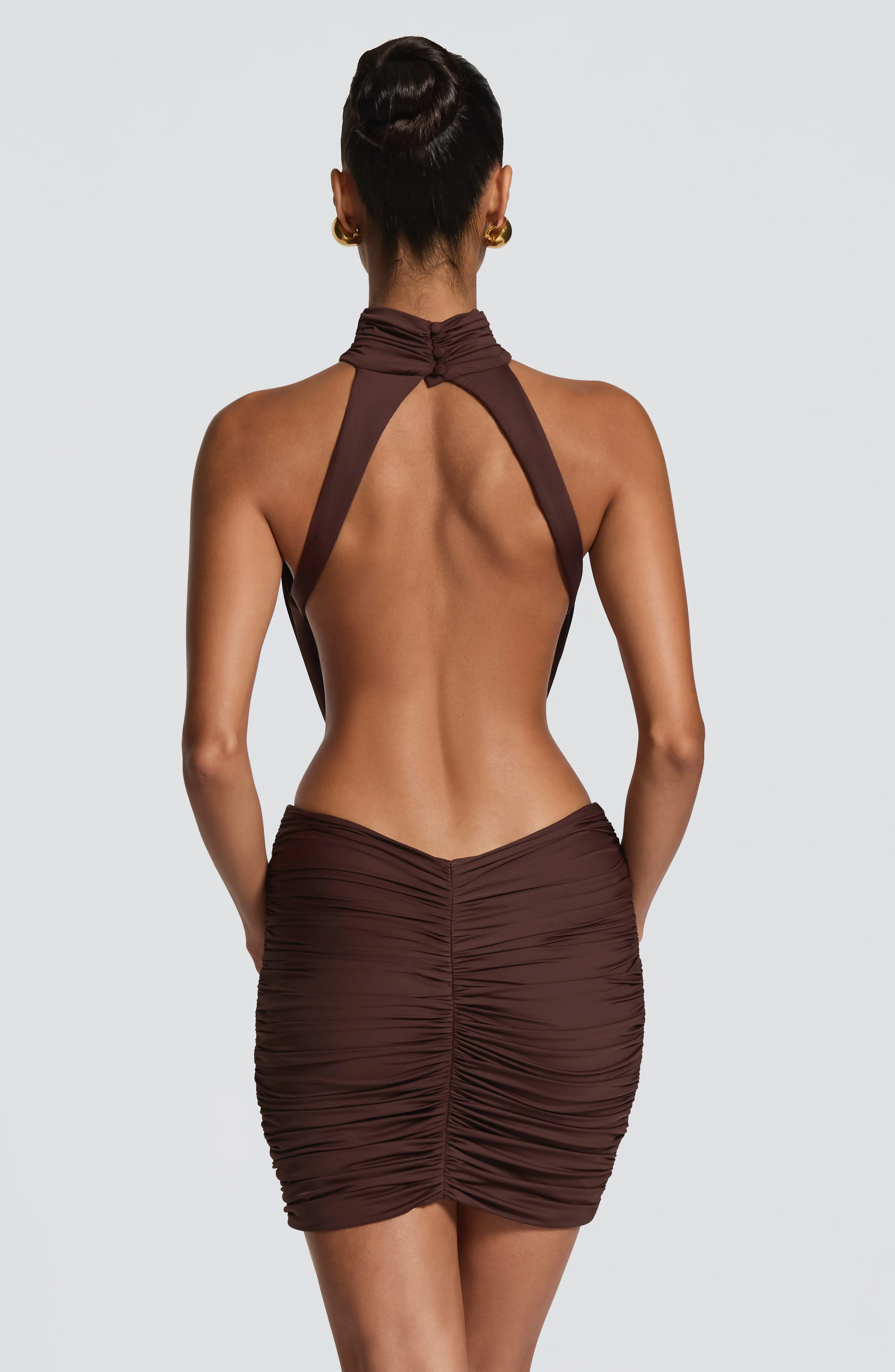 Thekla Mini Dress - Plum Brown - Image 2