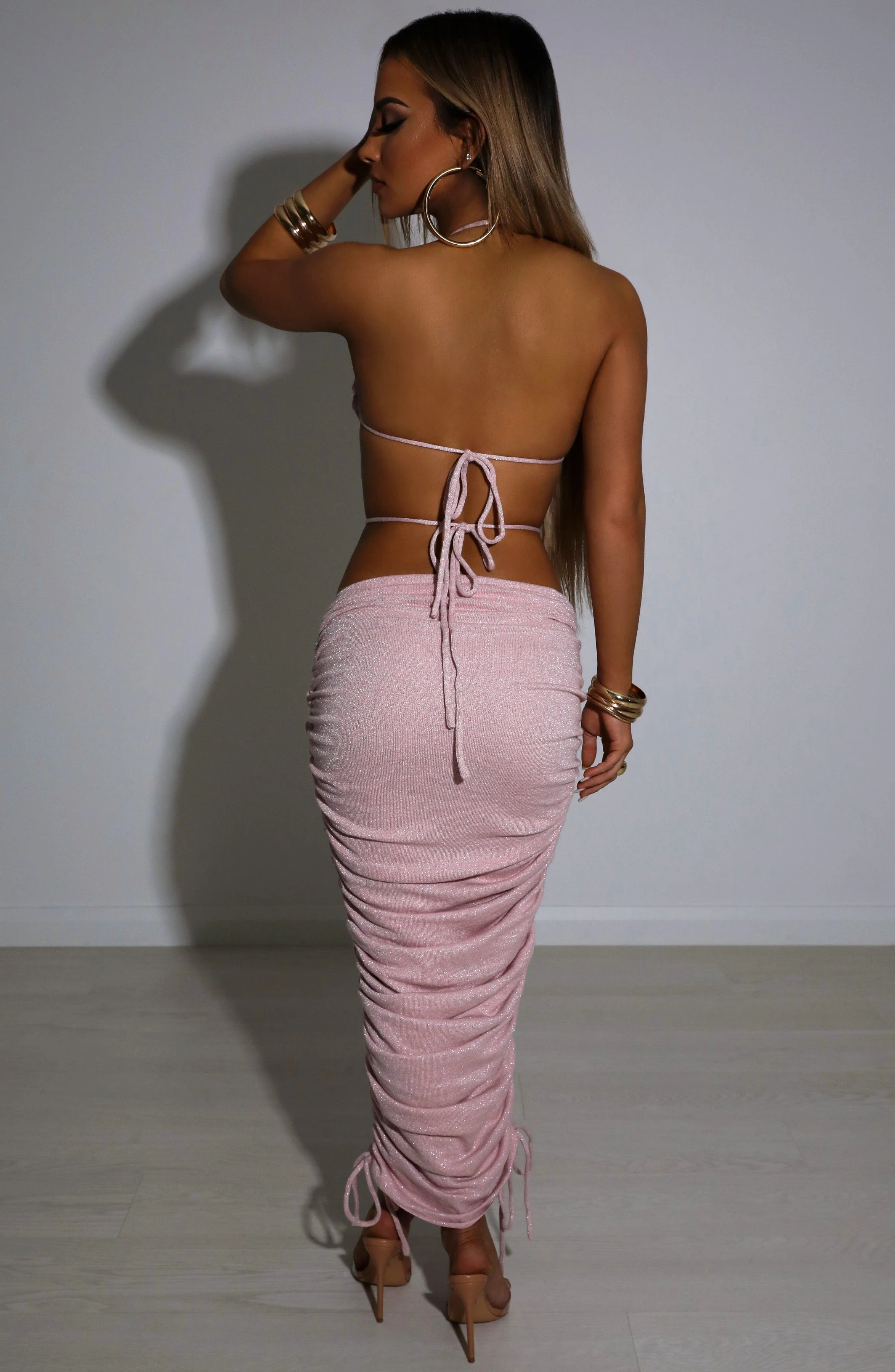 Valencia Maxi Skirt - Baby Pink Sparkle - Image 8