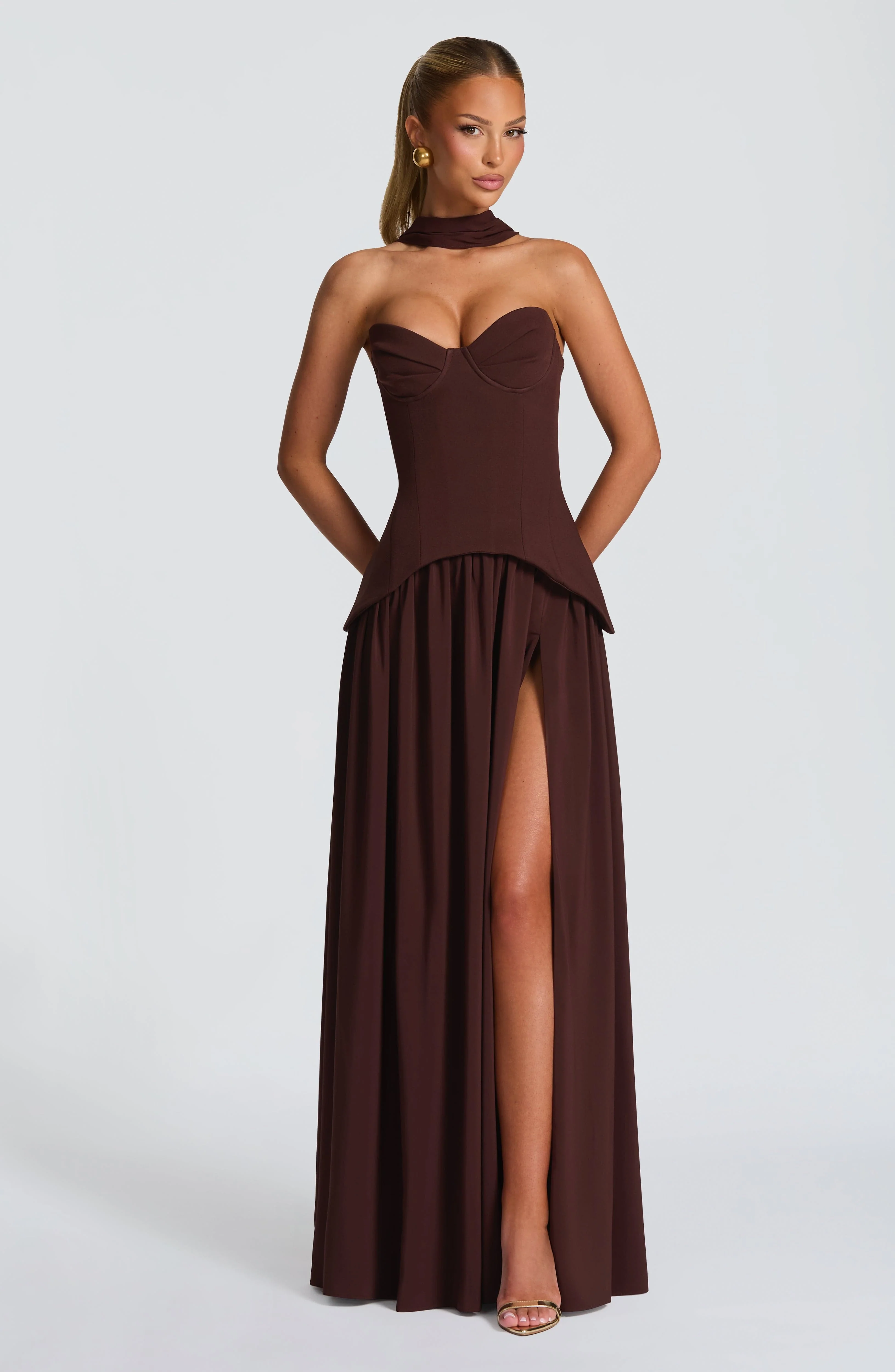 Vietta Maxi Dress - Plum Brown - Image 7
