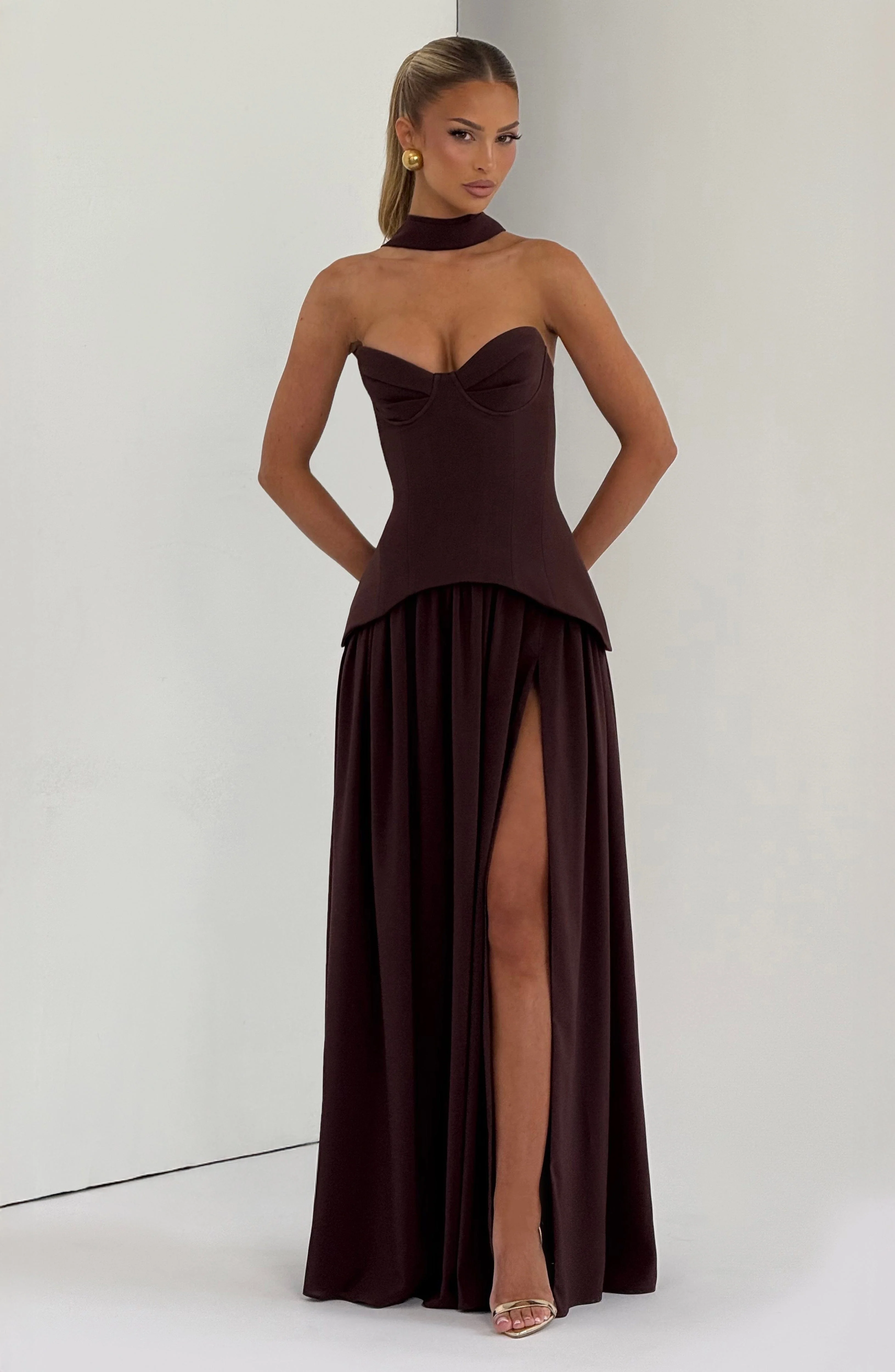 Vietta Maxi Dress - Plum Brown - Image 9