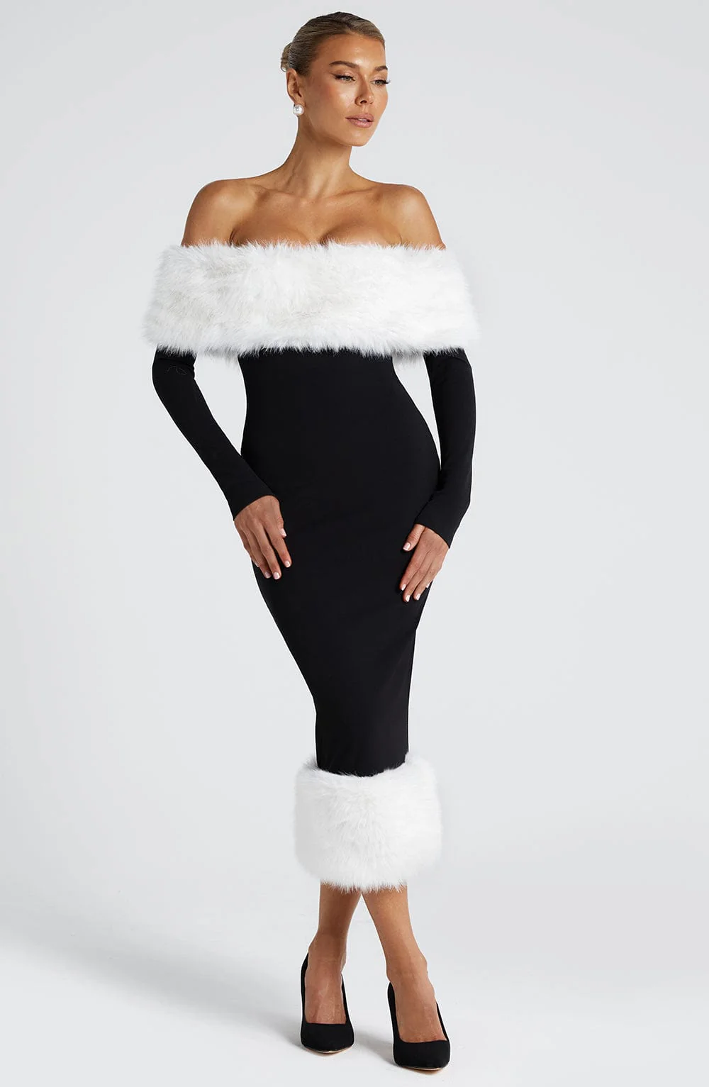 Vittoria Midi Dress - Black/White - Image 2