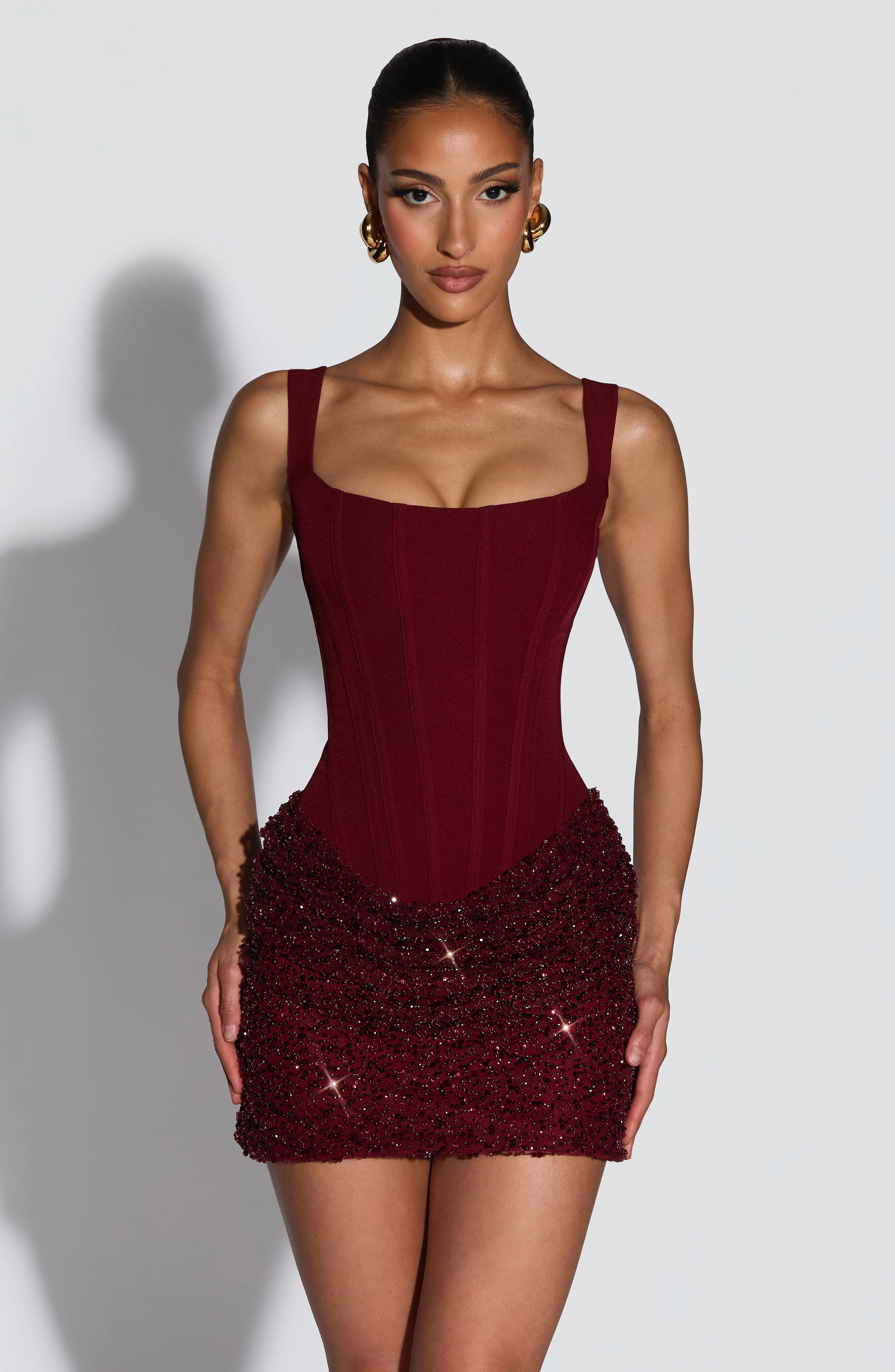 Yeona Mini Dress - Burgundy - Image 2